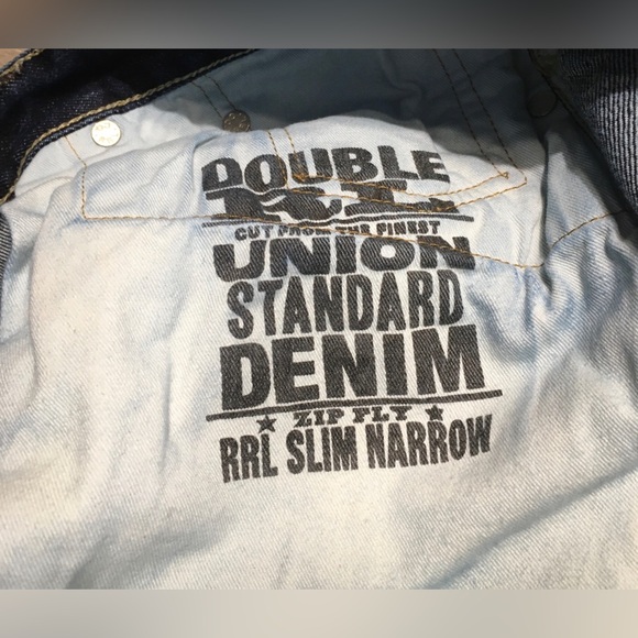 RRL Double RL Men’s Denim Blue Jeans Slim Narrow Union Standard Zip Fly Sz 33X32 - Picture 10 of 13